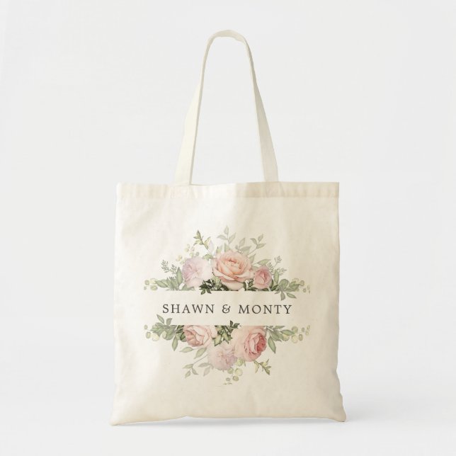 Tote Bag Mariage rose blanc (Devant)