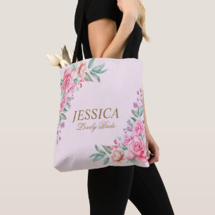 Tote Bag Mariage rose floral