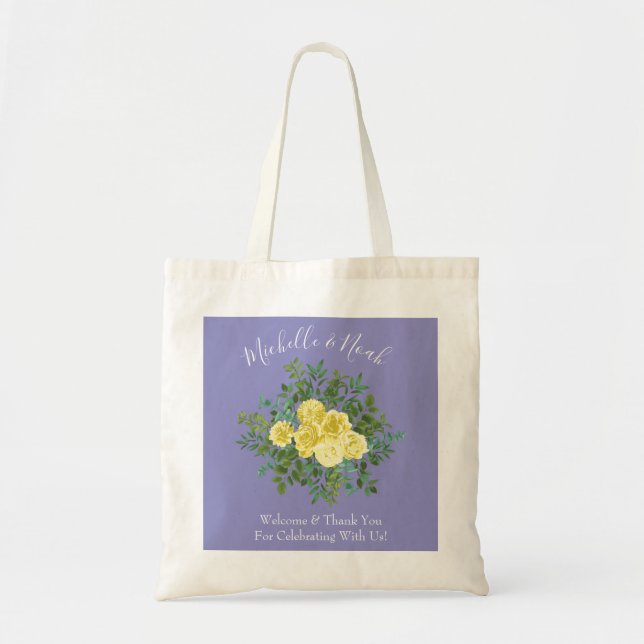 Tote Bag Mariage rose jaune vintage avec boucle (Devant)