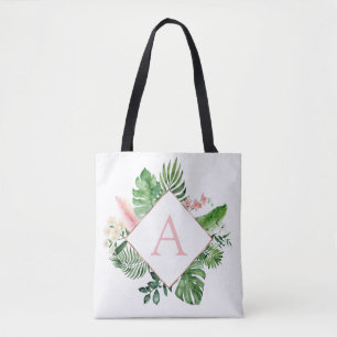 Tote Bag Mariage rose pâle pour palmiers tropicaux