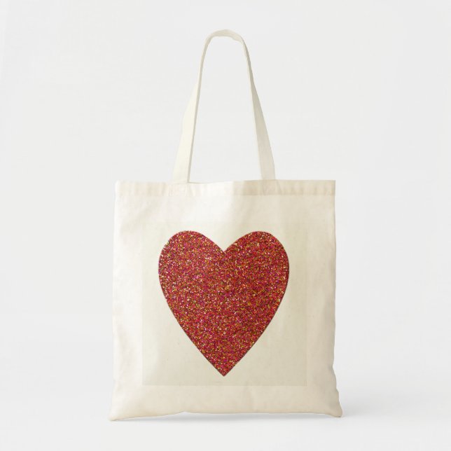 Tote Bag Mariage rouge de coeur de parties scintillantes (Devant)