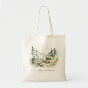 Tote Bag Mariage Sketch Paysage de montagne de Soft Woods