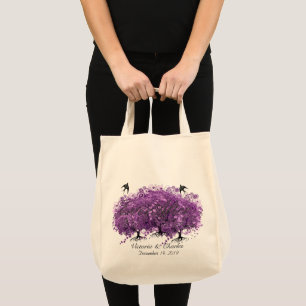 Tote Bag Mariage sous l'arbre à feuilles en forme de cœur v