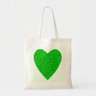 Tote Bag Mariage vert de coeur de parties scintillantes