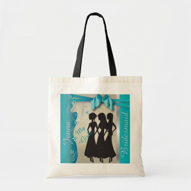 Tote Bag Mariage vintage Design classique | bleu turquoise (Devant)