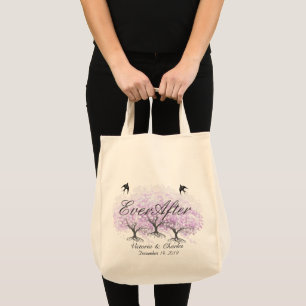 Tote Bag Mariage Vintage d'oiseaux de l'arbre de la feuille