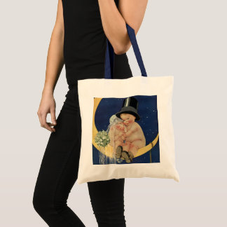 Tote Bag Mariage Vintage, Joli Marié et Mariée sur une Lune