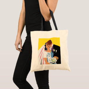 Tote Bag Mariage Vintage, Mariés s'embrassant
