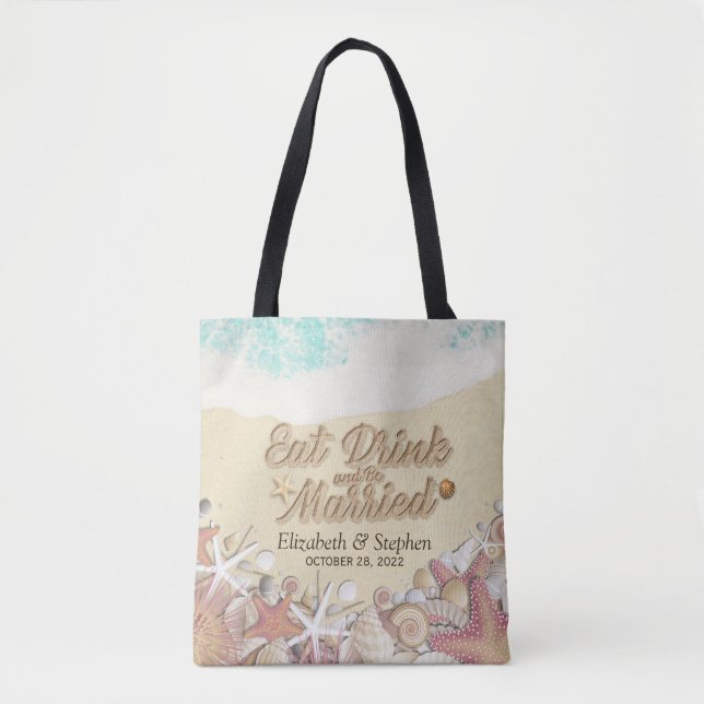 Tote Bag Mariage Welcome Summer Sea Beach Starfish Seashell (Devant)
