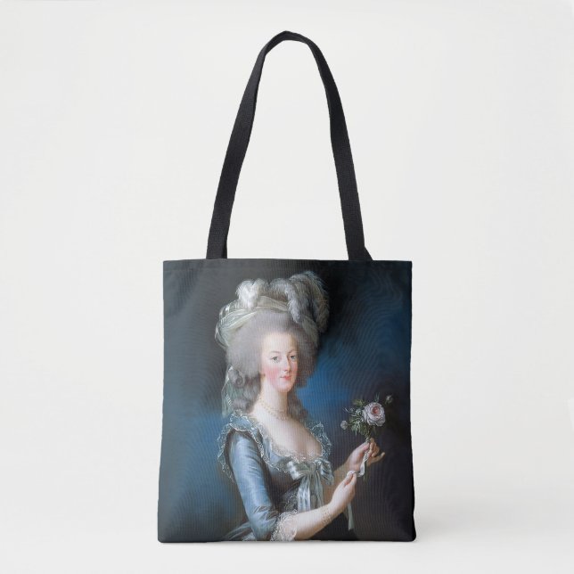 Tote Bag Marie Antoinette avec un rose (Devant)
