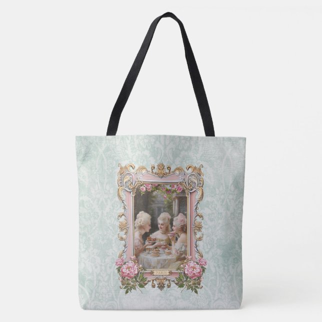 Tote Bag Marie Antoinette,French,Paris,roses,cakes (Devant)