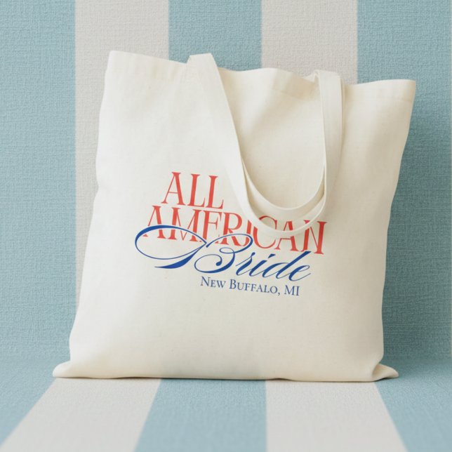 Tote Bag Marie-Bride Américaine Patriotique Enterrement de  (Patriotic All American Bride Bachelorette Tote Bag)