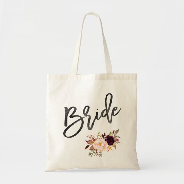 Tote Bag Marie rouge Marsala fleur mariage (Devant)
