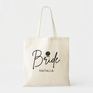 Tote Bag Mariée à l'écriture cursive et nœud minimal Coquet