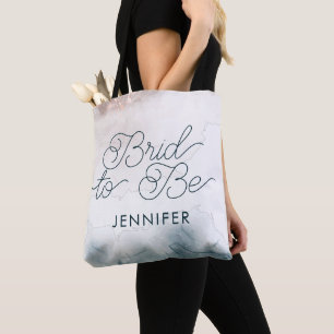 Tote Bag Mariée à Venir Encre Alcoolique Rose Bleu Mariage