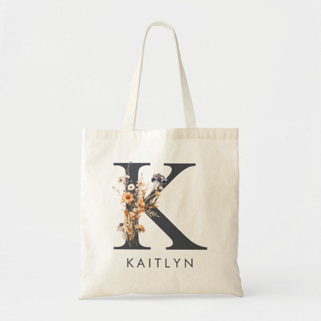 Tote Bag Mariée Bohème Lettre K (Devant)