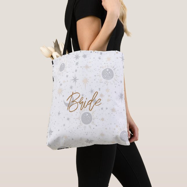 Tote Bag Mariée céleste noire et or (De près)