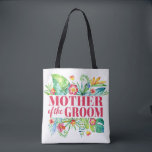 Tote Bag Mariée de Tropical Destination Wedding<br><div class="desc">Le design présente un design floral aquarelle moderne avec des feuilles et des fleurs tropicales.</div>