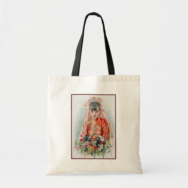 Tote Bag Mariée en chinois Rouge Shanghai Yuefenpai (Devant)