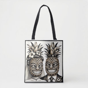 Tote Bag Mariée et fille Aloha Pineapple Tiki Mariage princ