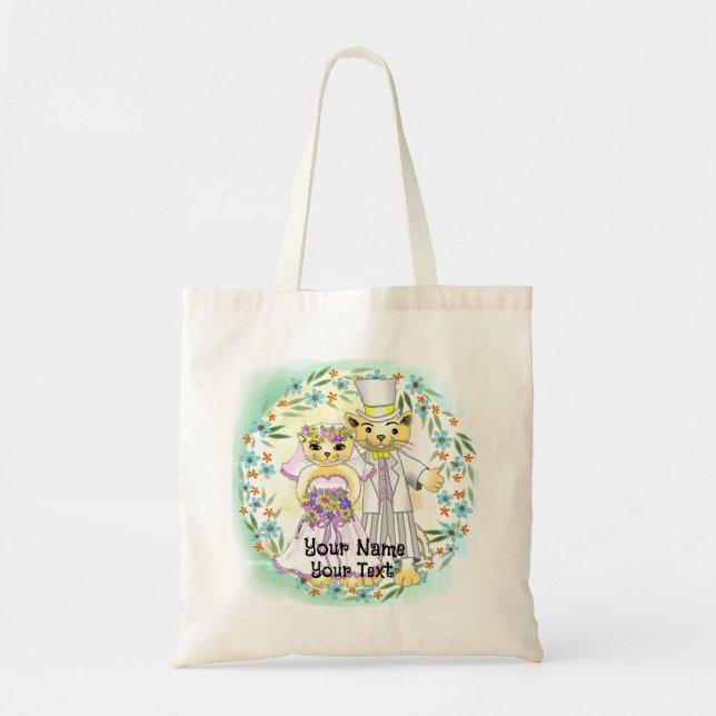 Tote Bag Mariée et marié chats  (Devant)