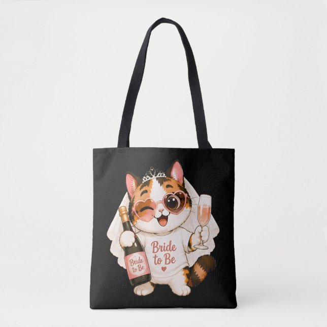 Tote Bag Mariée future chat calico mignon et cosy (Devant)