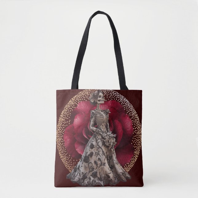 Tote Bag Mariée gothique en rouge Crimson (Devant)