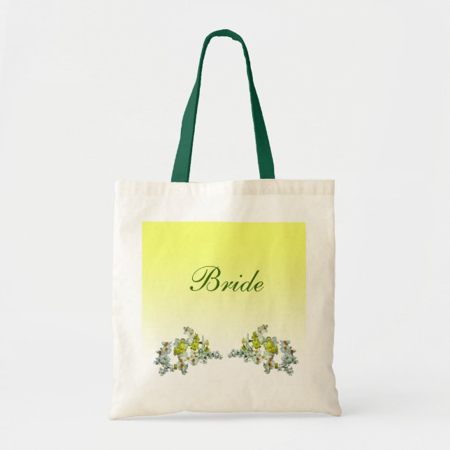 Tote Bag Mariée Mariage jaune Floral (Devant)