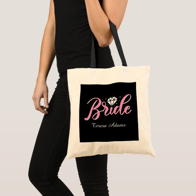Tote Bag Mariée mignonne ajouter un nom  (Devant (produit))