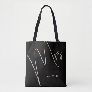 Tote Bag Mariée minimaliste moderne Écriture noire + beig