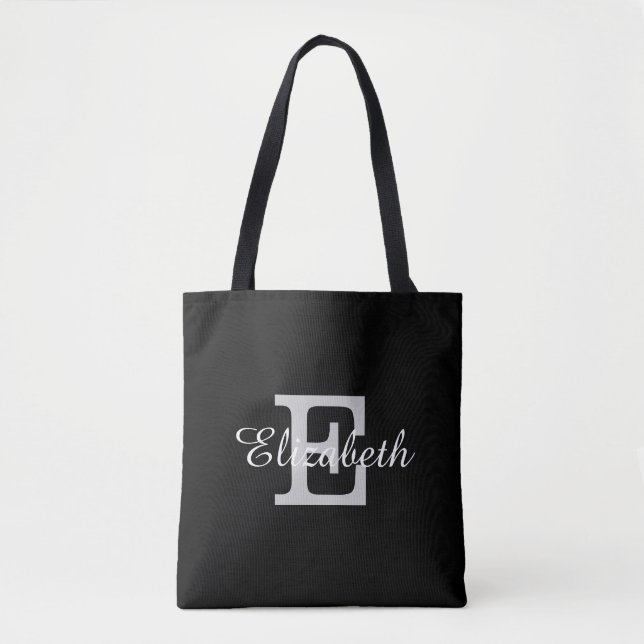 Tote Bag Mariée monogramme bleu et blanc de la marine (Devant)
