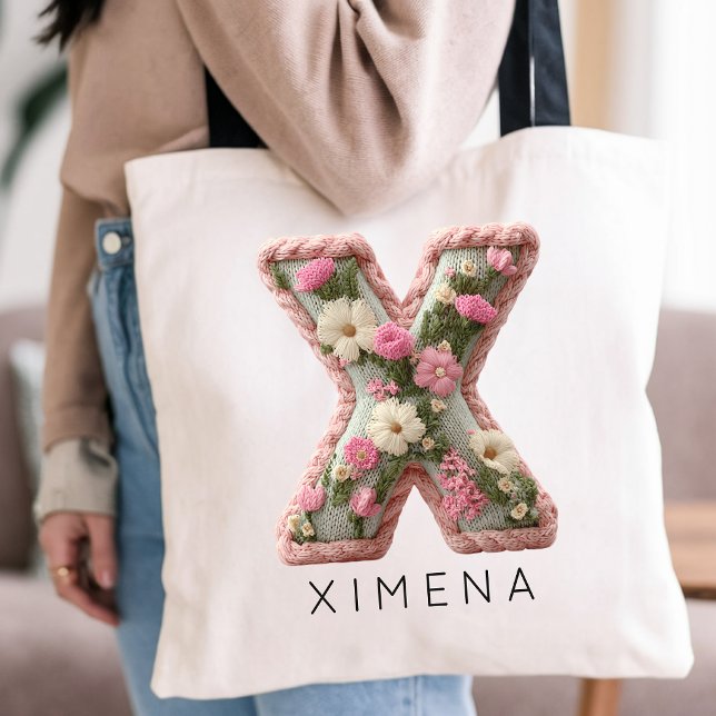 Tote Bag Mariée | Monogramme Initial Floral Élégant Demoise (custom teacher tote, personalized nurse bag, wedding guest gift, anniversary gift for wife)