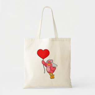 Tote Bag Mariée oiseau avec voile et ballon en forme de cœu