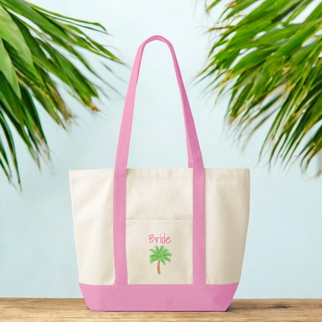 Tote Bag Mariée Palmier Rose Chéri Lune de Miel Prépa (Créateur téléchargé)