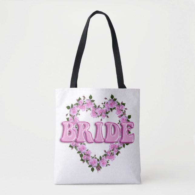 Tote Bag Mariée Personnalisée Roses Roses Cœur (Devant)