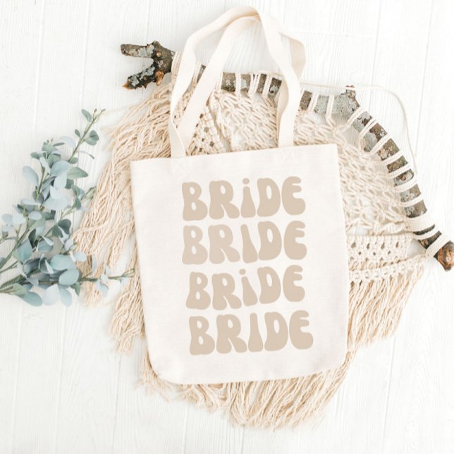 Tote Bag Mariée Rétro Moderne Enterrement de Vie de Jeune F (Modern Retro Bride Bachelorette Party Vintage bridal shower tote bags)