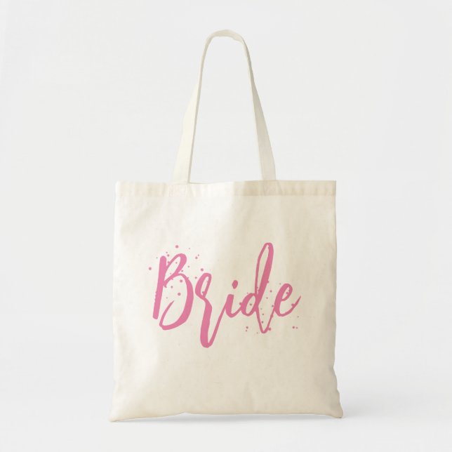Tote Bag Mariée Rose Mignon Amusant Écriture Simple  (Devant)