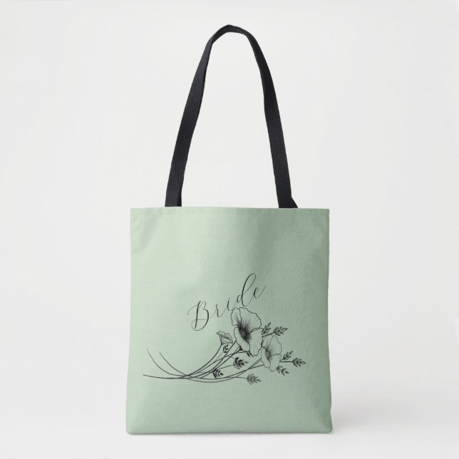 Tote Bag Mariée Sage Fleur Sauvage Doodle (Devant)