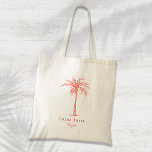Tote Bag Mariée Tribe Coral Palm Tree personnalisé<br><div class="desc">Ce sac fourre-tout de palmier tropical amusant avec les mots "Tribe de Bride" en corail est la femme de chambre parfaite ou cadeau de bienvenue pour une destination de plage tropicale ou mariage extérieur! Personnalisez-le avec le nom de votre servante.</div>