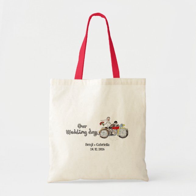Tote Bag Mariés à moto pour mariage (Devant)