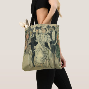 Tote Bag Mariés victoriens à bicyclette après la cérémonie