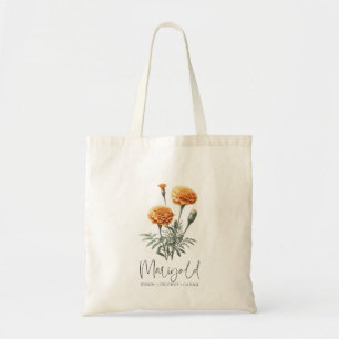 Tote Bag Marigold Octobre Fleur de naissance personnalisée