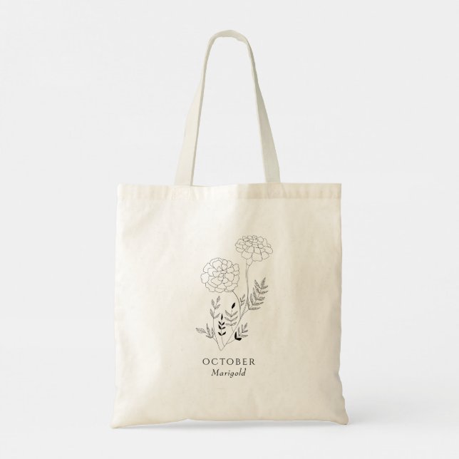 Tote Bag Marigold - Octobre fleur du mois de naissance (Dos)