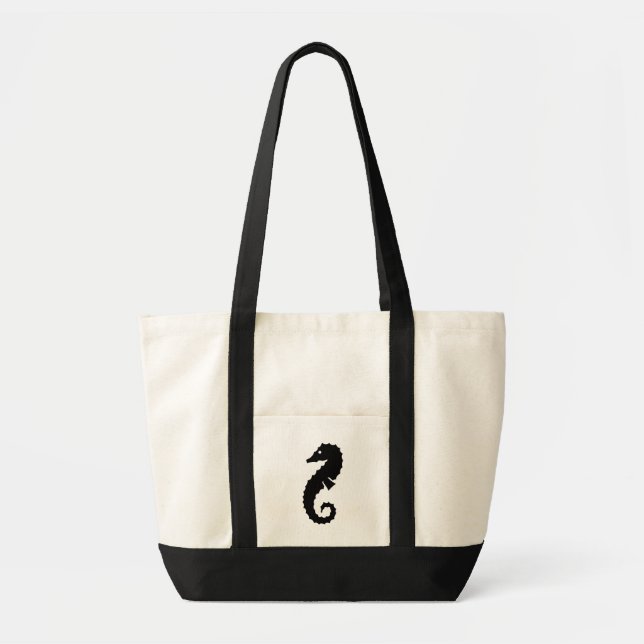Tote Bag marin noir mignon SEAHORSE | (Devant)