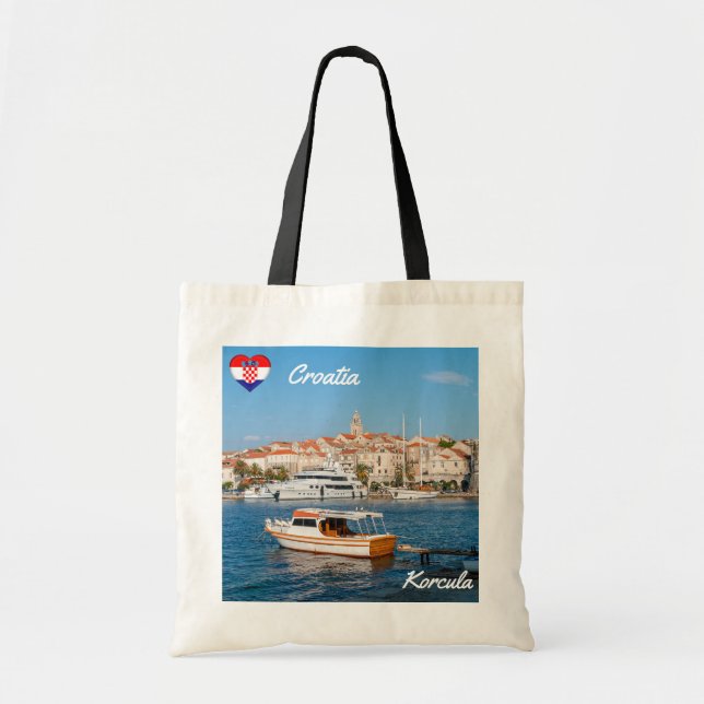 Tote Bag Marina de Korcula ville - Dalmatie, Croatie (Devant)