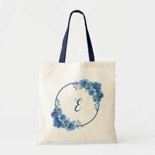 Tote Bag Marine bleu floral boho cadeau personnalisé