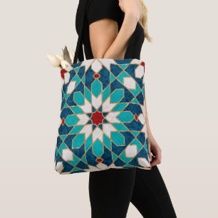 Tote Bag Marine Bleu Turquoise Blanc Marbre Rouge Marbre Ma
