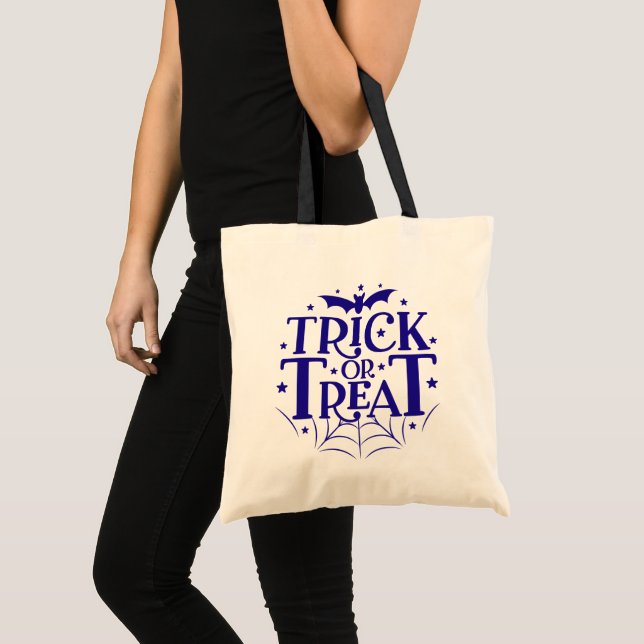 Tote Bag Marine Blue Bat Stars Spiderweb Trick ou Treat (Devant (produit))