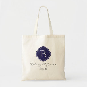 Tote Bag Marine Blue Custom Monogramme Mariage Faveur Fourr