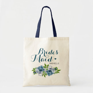 Tote Bag Marine Blue Floral Brides Maid